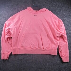 Nike Hoodie Womens Medium Pink Just Do It Cropped Pullover‎ Swoosh Logo